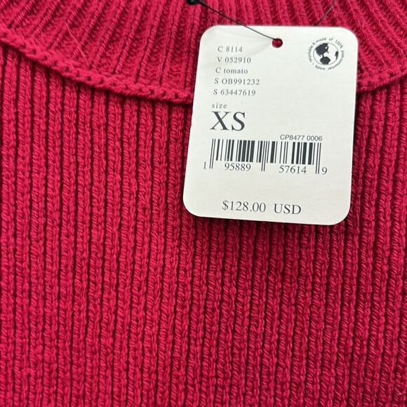 Free People NWT women’s XS oversized Vibrant Red Cowl Neck Sweater - Picture 3 of 5